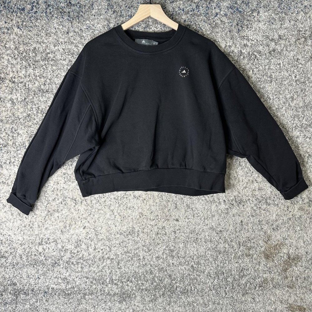 Adidas Stella McCartney Sweatshirt Womens Small‎ Black Cropped Logo Pullover